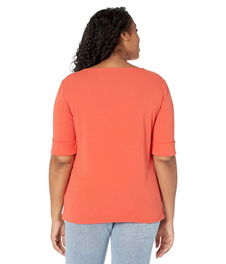 Ralph Lauren Women's Stretch Cotton Boatneck Tee Orange Size 3X