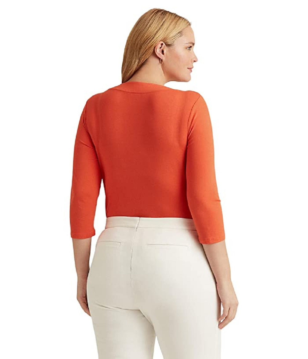 Ralph Lauren Women's Surplice Jersey Top Orange Size 1X
