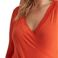 Ralph Lauren Women's Surplice Jersey Top Orange Size 1X