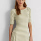 Ralph Lauren Women's Striped Stretch Cotton Midi Dress Green Size X Large