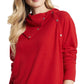 Vince Camuto Women's Foldover Neck Long Sleeve Top Red Size X-Large