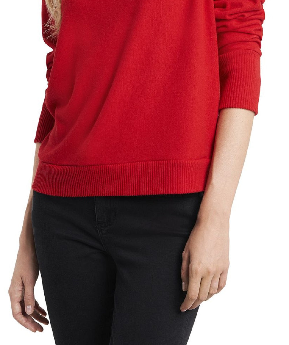 Vince Camuto Women's Foldover Neck Long Sleeve Top Red Size X-Large
