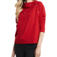 Vince Camuto Women's Foldover Neck Long Sleeve Top Red Size X-Large