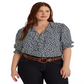 Ralph Lauren Women's Floral Crepe Blouse Blue Size 2X