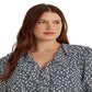 Ralph Lauren Women's Floral Crepe Blouse Blue Size 2X