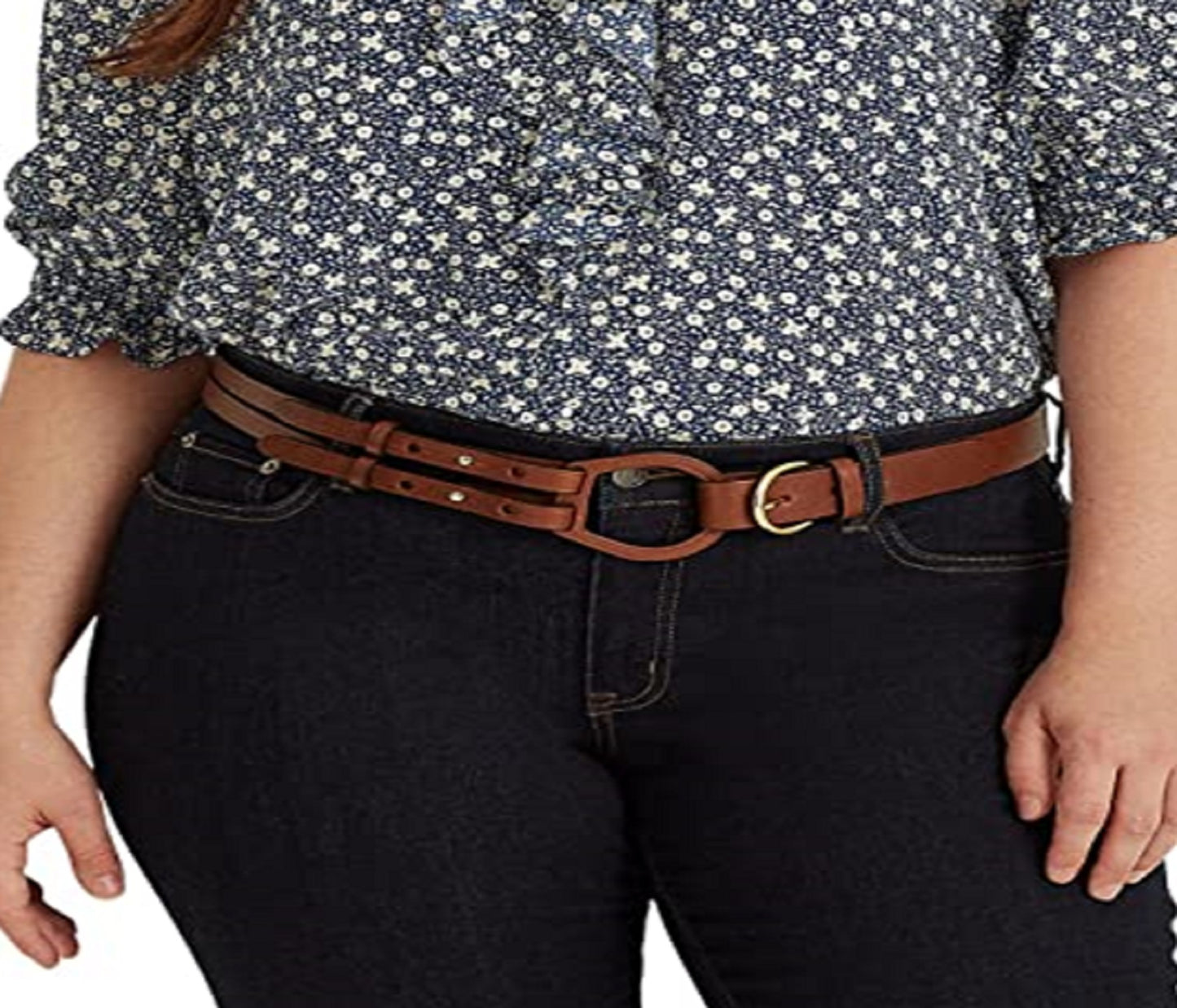 Ralph Lauren Women's Floral Crepe Blouse Blue Size 2X