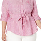 Ralph Lauren Women's Striped Logo Linen Shirt Pink Size 3X