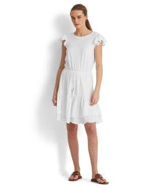 Ralph Lauren Women's Eyelet Jersey Dress White Size 4