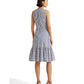 Ralph Lauren Women's Striped Front Tie Crepe Dress White Size 12