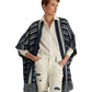 Ralph Lauren Women's Striped Cotton Fringe Trim Cardigan Blue Size Small