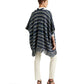 Ralph Lauren Women's Striped Cotton Fringe Trim Cardigan Blue Size Small