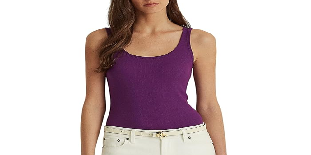 Ralph Lauren Women's Cotton Blend Tank Top Purple Size Large