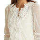 Ralph Lauren Women's Ruffle Trim Tulle Cardigan White Size Large