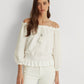Ralph Lauren Women's Off The Shoulder Jersey Eyelet Top White Size X-Large