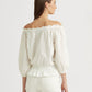 Ralph Lauren Women's Off The Shoulder Jersey Eyelet Top White Size X-Large