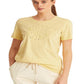 Ralph Lauren Women's Eyelet Logo Jersey Tee Yellow Size X Large
