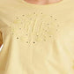 Ralph Lauren Women's Eyelet Logo Jersey Tee Yellow Size X Large