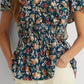 Ralph Lauren Women's Floral Jersey Surplice Top Blue Size X-Large