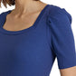 Ralph Lauren Women's Cotton Blend Elbow Sleeve Tee Blue Size Petite X-Small