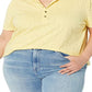 Ralph Lauren Women's Eyelet Jersey Polo Shirt Yellow Size 2X