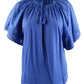Ralph Lauren Women's Eyelet Flutter-Sleeve Jersey Top Blue Size 2X