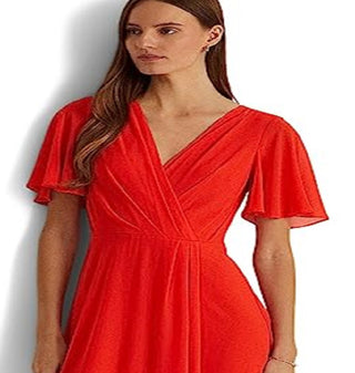Ralph Lauren Women's Flutter Sleeve Georgette Dress Red Size 12
