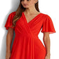 Ralph Lauren Women's Flutter Sleeve Georgette Dress Red Size 14