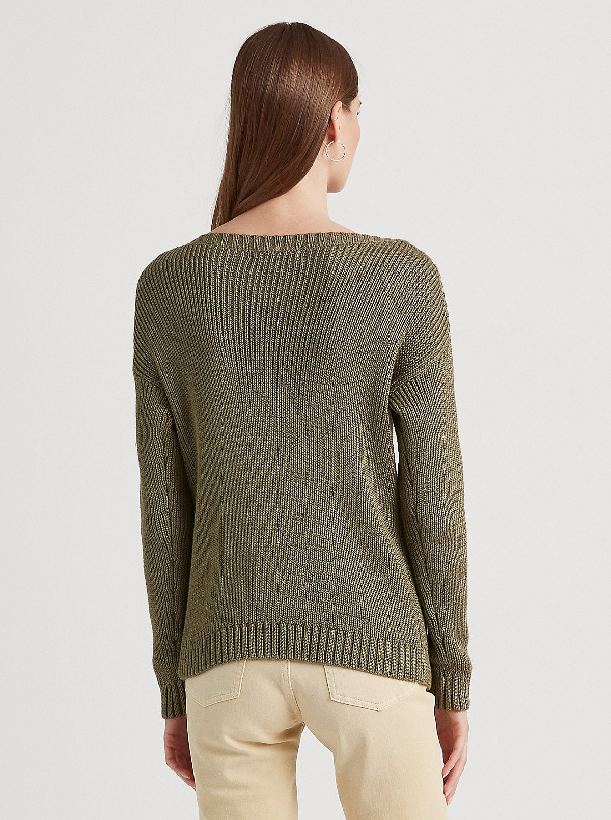 Ralph Lauren Women's Cable Knit Cotton Blend Sweater Green Size X-Small