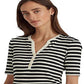 Ralph Lauren Women's Striped Cotton Blend Henley Tee Black Size X Large