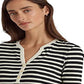 Ralph Lauren Women's Striped Cotton Blend Henley Tee Black Size X Large