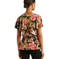 Ralph Lauren Women's Ruffled Tie Elastic Waist Floral Flutter Sleeve Top Black Size X Large