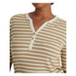 Ralph Lauren Women's Striped Cotton Blend Henley Tee Beige Size 2X