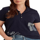 Ralph Lauren Women's Logo Graphic Short Sleeve Collared Polo Top Blue Size 3X