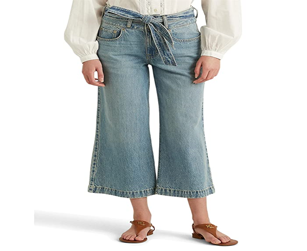 Ralph Lauren Women's Cropped Wide Leg Jeans Blue Size 12