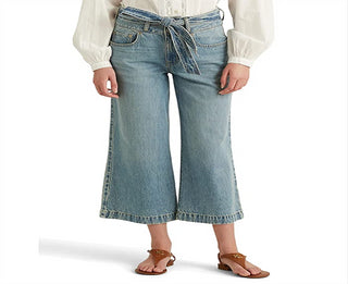 Ralph Lauren Women's Cropped Wide Leg Jeans Blue Size 12