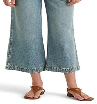 Ralph Lauren Women's Cropped Wide Leg Jeans Blue Size 14
