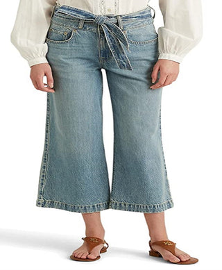 Ralph Lauren Women's Cropped Wide Leg Jeans Blue Size 6