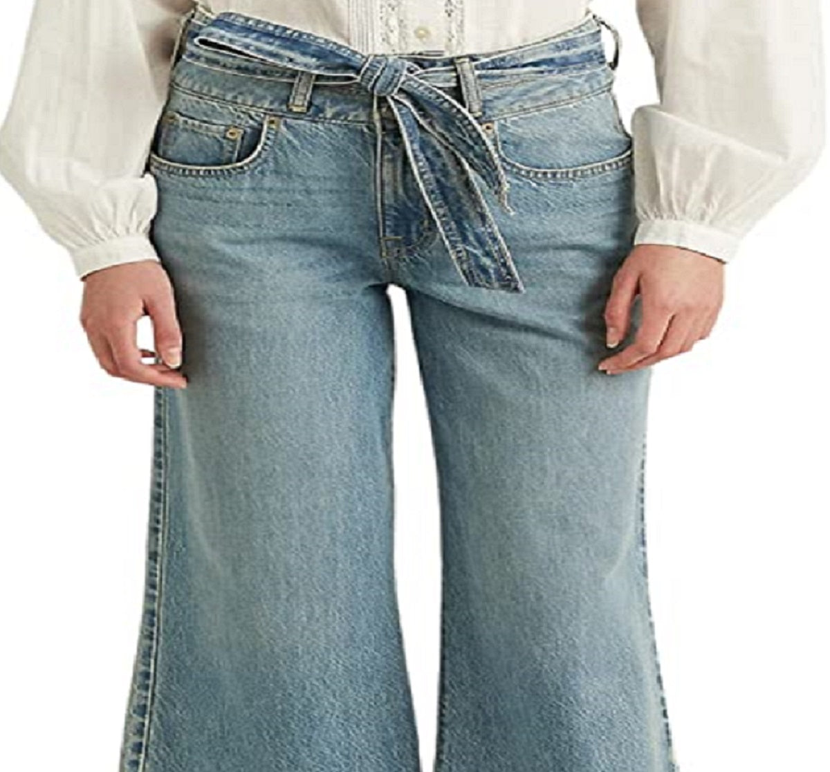 Ralph Lauren Women's Cropped Wide Leg Jeans Blue Size 6