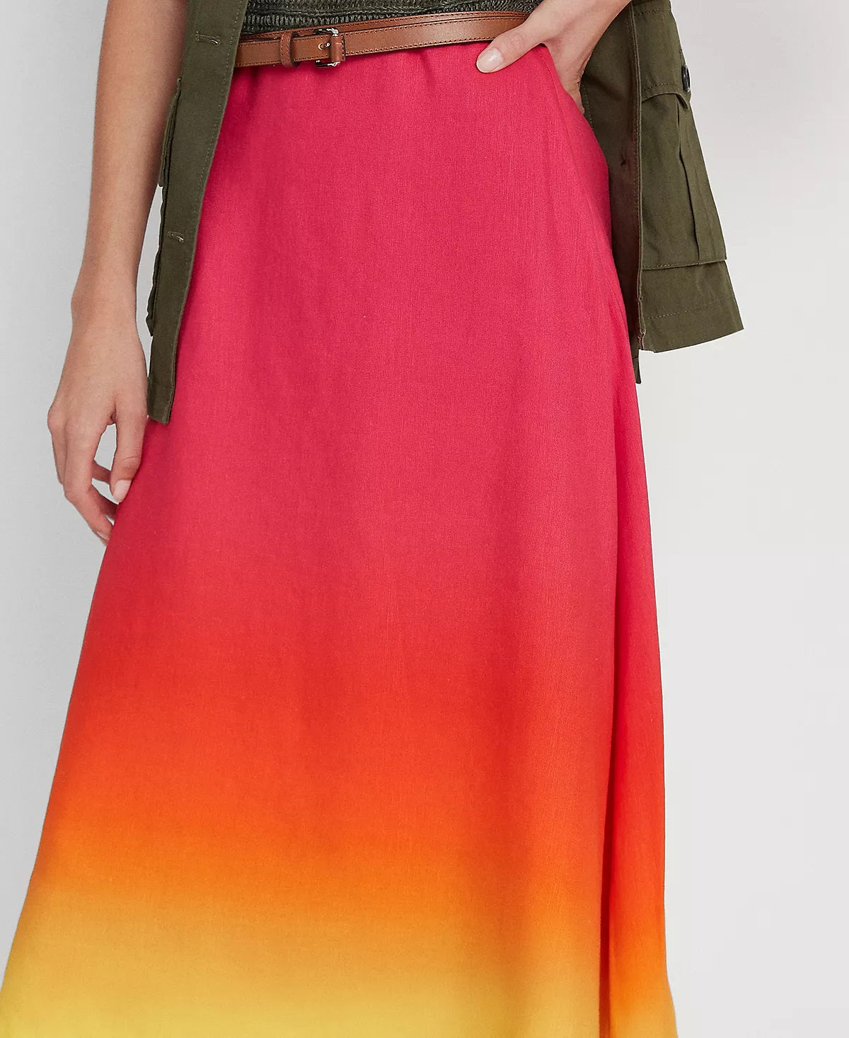 Ralph Lauren Women's Ombre Linen Blend Midi Skirt Assorted Size 10