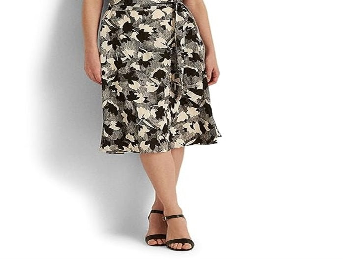 Ralph Lauren Women's Printed Bubble Crepe Dress White Size 10