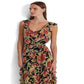 Ralph Lauren Women's Floral Crinkle Georgette Dress Black Size 12 Petite