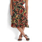 Ralph Lauren Women's Floral Crinkle Georgette Dress Black Size 12 Petite