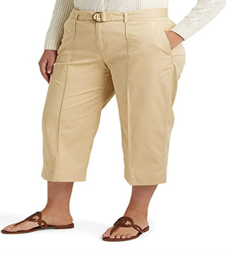 Ralph Lauren Women's Micro Sanded Twill Belted Wide Leg Pants Brown Size Petite Small