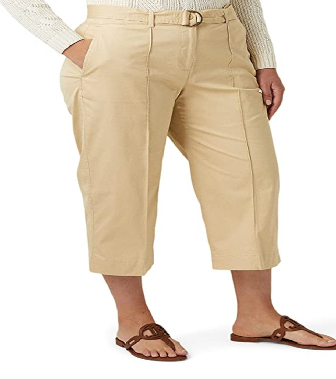 Ralph Lauren Women's Micro Sanded Twill Belted Wide Leg Pants Brown Size 20W