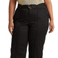 Ralph Lauren Women's Micro Sanded Twill Belted Wide Leg Pants Black Size 18W