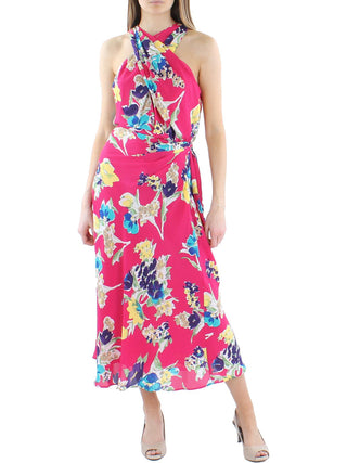 Ralph Lauren Women's Floral Georgette Halter Dress Pink Size 8