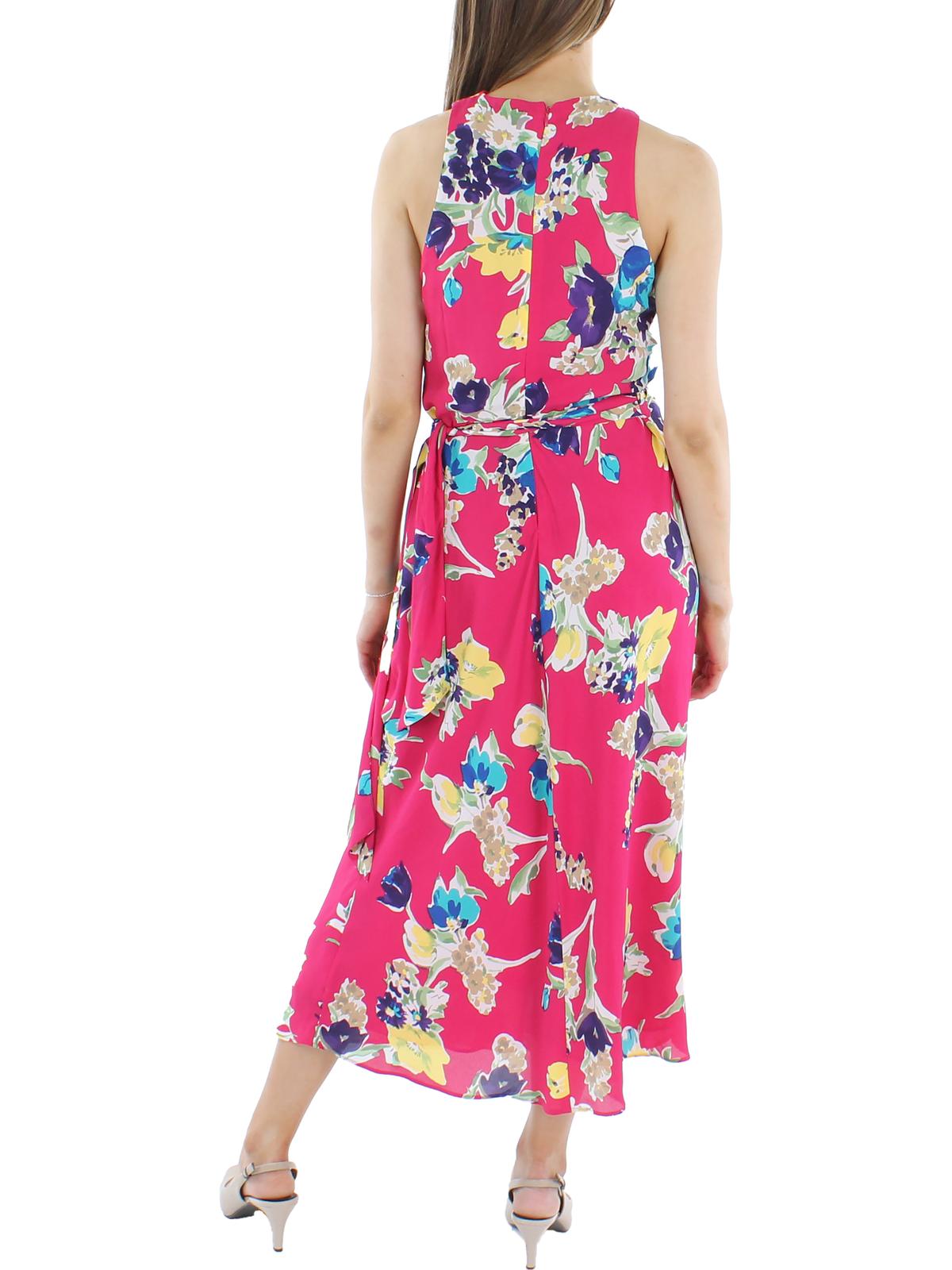 Ralph Lauren Women's Floral Georgette Halter Dress Pink Size 8