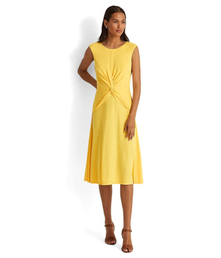 Ralph Lauren Women's Twist Front Jersey Dress Yellow Size 2