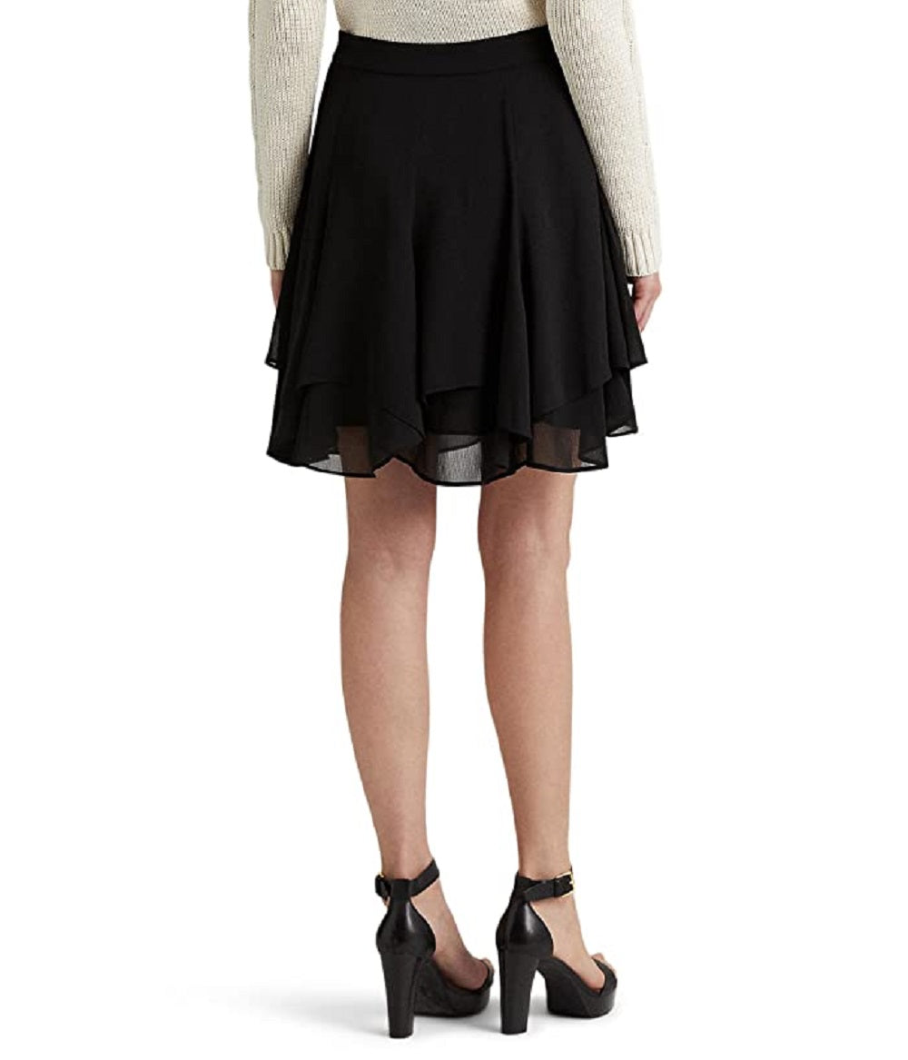 Ralph Lauren Women's Crinkle Georgette Skirt Black Size 6