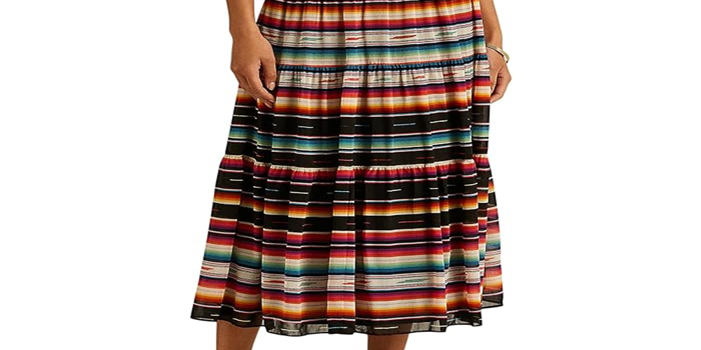 Ralph Lauren Women's Striped Crinkle Georgette Skirt Black Size 10